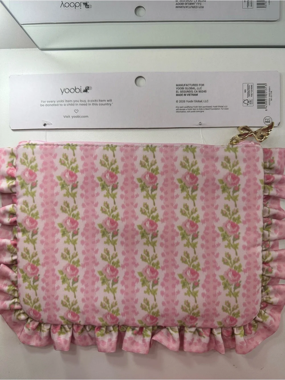 NWT LoveShackFancy Pink Rose Ruffle Accessory Pouch x Target